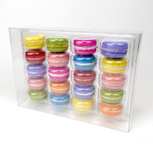 Custom 20 macaron cookie blister clamshell tray with clear PET plastic folding box packaging for display